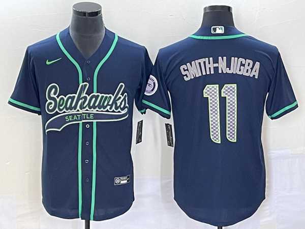 Men%27s Seattle Seahawks #11 Jaxon Smith-Njigba Navy With Patch Cool Base Stitched Baseball Jersey->seattle seahawks->NFL Jersey